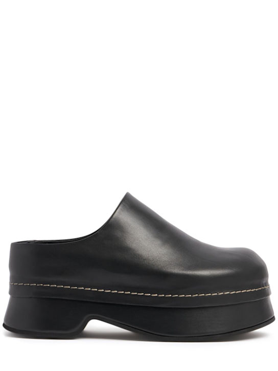 Alexander McQueen: Sandalias mules de piel con plataforma 50mm - Negro - women_0 | Luisa Via Roma