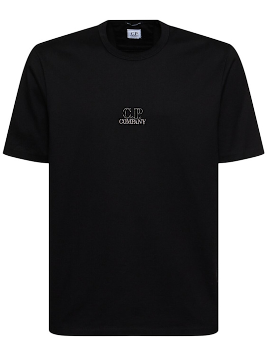 C.P. Company: Mercerized twisted logo graphic t-shirt - Noir - men_0 | Luisa Via Roma