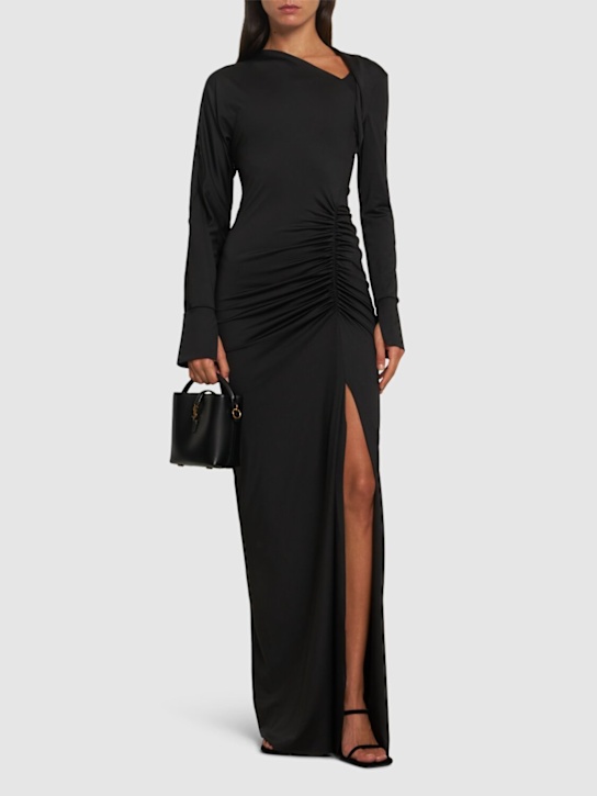 Slash-neck jersey gown - Thumbnail 2