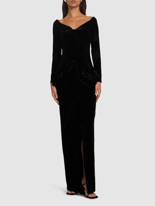 Alessandra Rich: Velvet off-the-shoulder gown - Black - women_1 | Luisa Via Roma