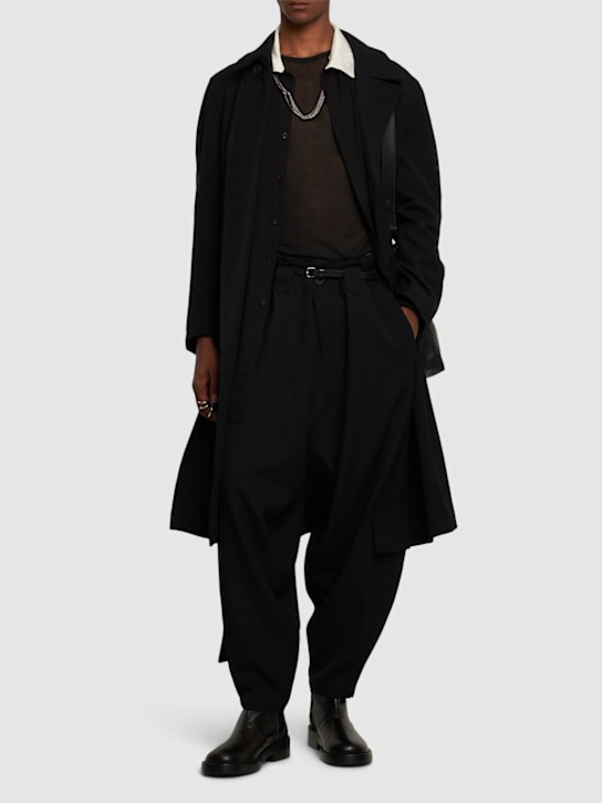 Yohji Yamamoto: Wool gabardine pants - Black - men_1 | Luisa Via Roma