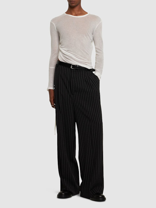 Ann Demeulemeester: Brando wrinkled cropped long sleeve top - men_1 | Luisa Via Roma