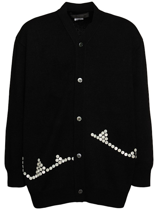 Comme des Garçons Homme Plus: Buttoned wool blend knit cardigan - Black - men_0 | Luisa Via Roma