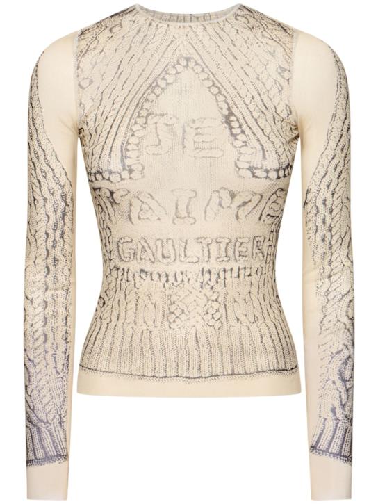 Jean Paul Gaultier: Pull Je T'aime printed mesh top - women_0 | Luisa Via Roma