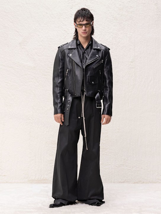 Rick Owens: Wide Bela cotton poplin pants - Black - men_3 | Luisa Via Roma