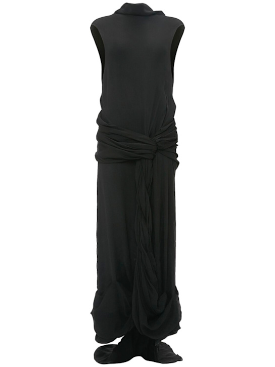 JW Anderson: Twisted drape sheer long dress - Black - women_5 | Luisa Via Roma