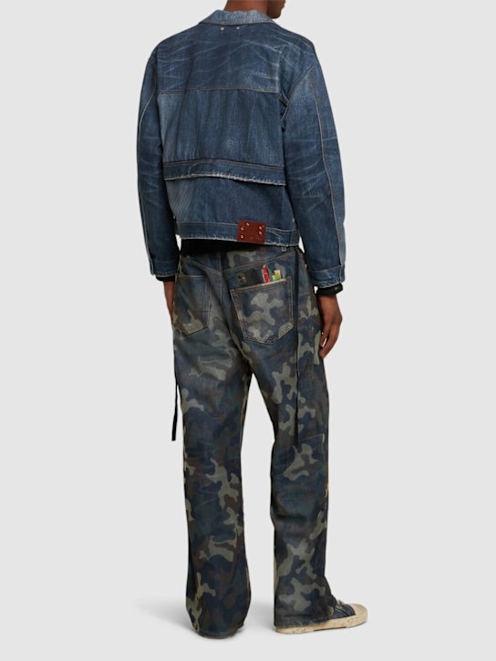 Andersson Bell: Unisex mesh layered printed denim pants - men_1 | Luisa Via Roma