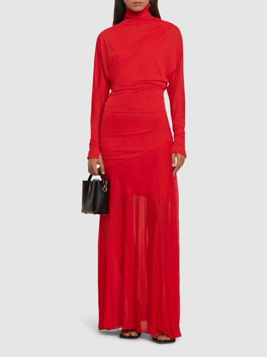 Proenza Schouler: Paula sheer crepe high neck long dress - women_1 | Luisa Via Roma