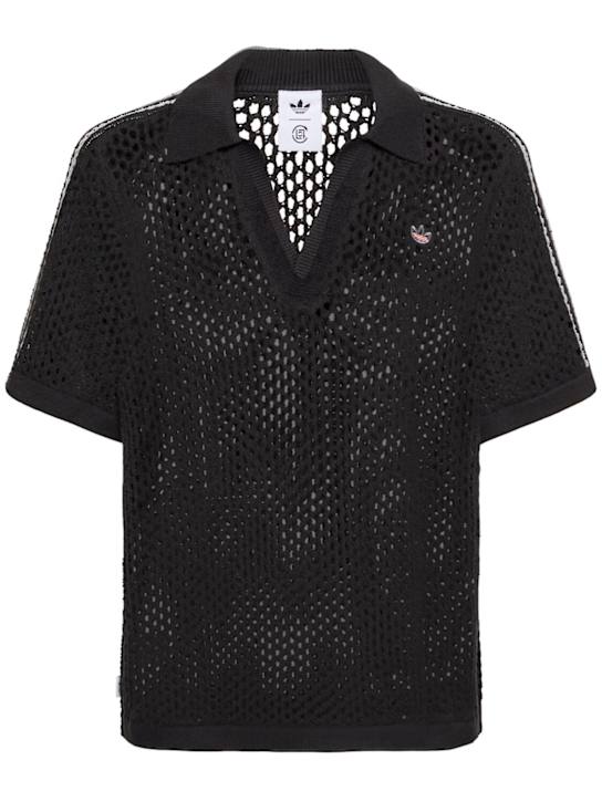 adidas Originals: Clot C open knit polo - men_0 | Luisa Via Roma