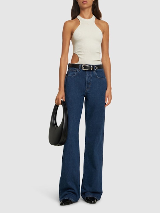 Andreadamo: Tank top in jersey a costine con cutout - Avorio - women_1 | Luisa Via Roma