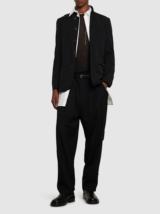 Yohji Yamamoto: Wool gabardine single breasted blazer - men_1 | Luisa Via Roma
