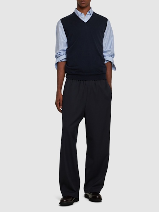 John Smedley: Hadfield extrafine wool knit vest - Blue - men_1 | Luisa Via Roma