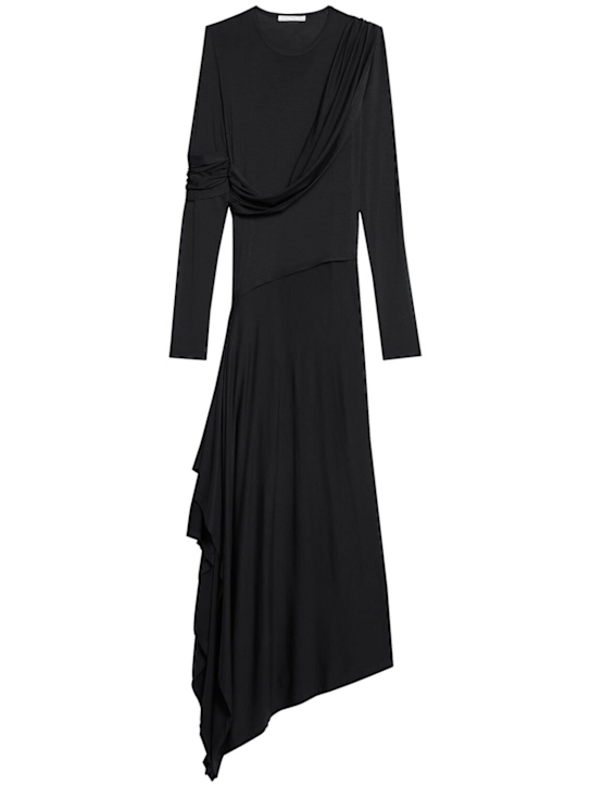 Helmut Lang: Draped jersey long dress - Black - women_0 | Luisa Via Roma