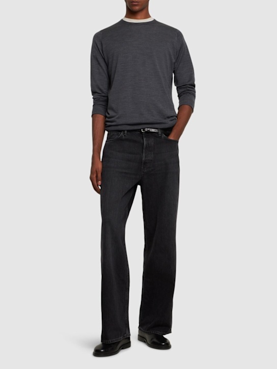 John Smedley: Marcus extrafine wool knit crew sweater - Black/Grey - men_1 | Luisa Via Roma