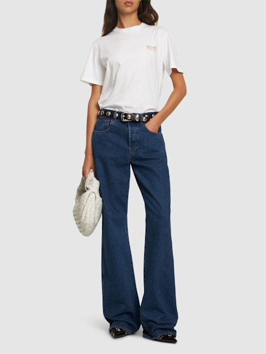 Golden Goose: T-SHIRT AUS BAUMWOLLJERSEY MIT STERN - women_1 | Luisa Via Roma