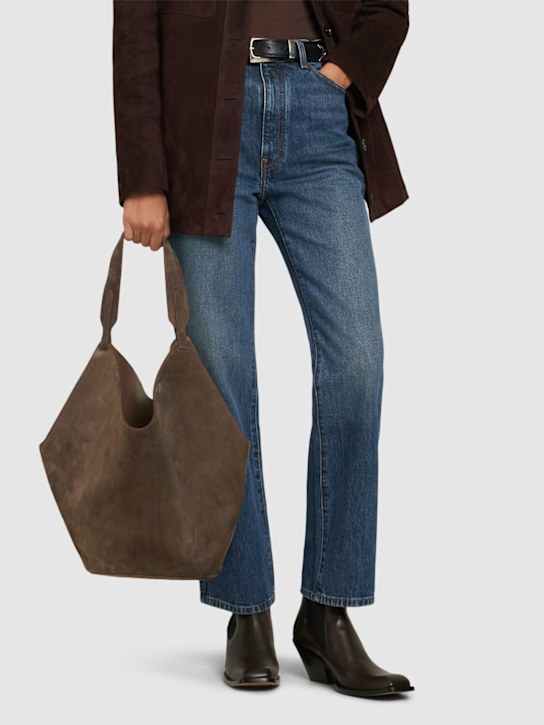 Khaite: Medium Lotus suede tote bag - women_1 | Luisa Via Roma