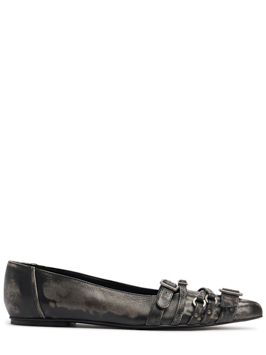 Acne Studios: 10mm Branda leather ballerina flats - women_0 | Luisa Via Roma