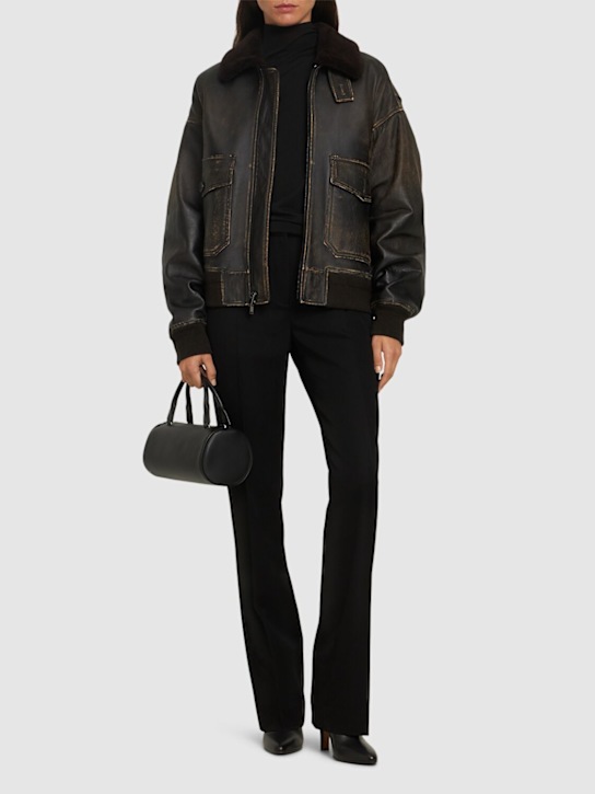 The Row: Adonis leather & shearling jacket - women_1 | Luisa Via Roma