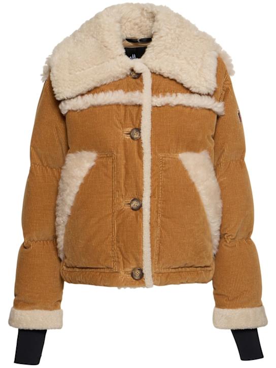 Moncler Grenoble: Caleu Corduroy tech down jacket - women_0 | Luisa Via Roma
