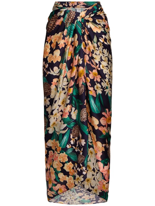 Agua By Agua Bendita: Lavanda floral print maxi sarong skirt - women_0 | Luisa Via Roma
