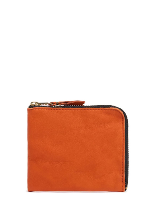 Comme des Garçons Wallet: Washed leather zip wallet - women_0 | Luisa Via Roma