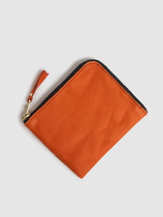 Comme des Garçons Wallet: Washed leather zip wallet - women_1 | Luisa Via Roma