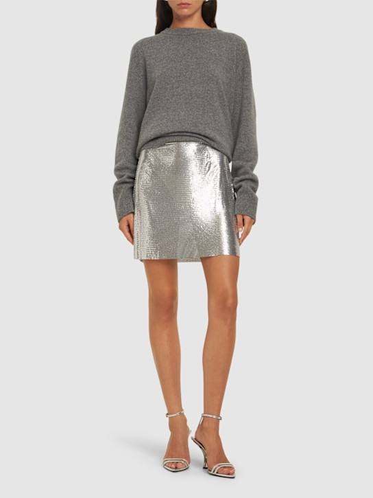 Rabanne: Minigonna in micro mesh - Argento - women_1 | Luisa Via Roma