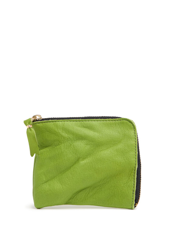 Comme des Garçons Wallet: Washed leather zip wallet - Green - women_0 | Luisa Via Roma