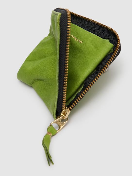 Comme des Garçons Wallet: Washed leather zip wallet - Green - women_1 | Luisa Via Roma