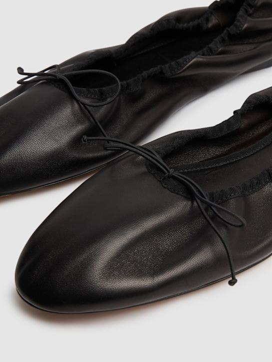 The Row: 10mm Hereditas leather ballerina flats - Black - women_3 | Luisa Via Roma