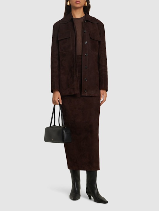 Khaite: Gonna lunga Loxley in pelle - Marrone - women_1 | Luisa Via Roma