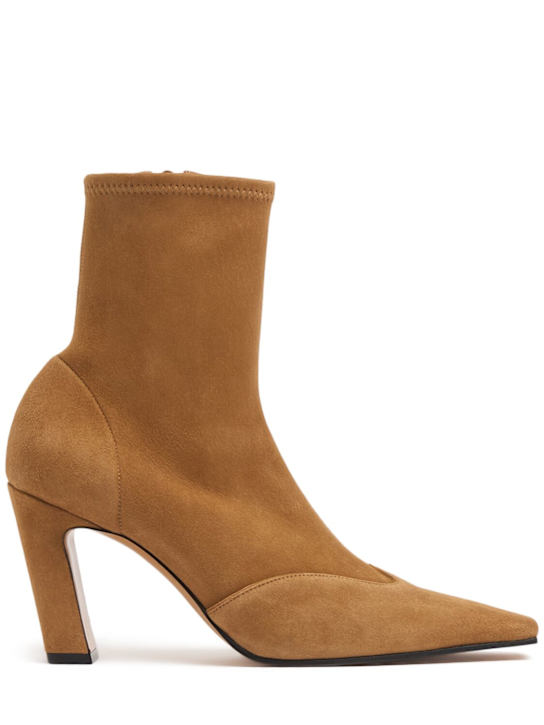 Khaite: 85mm Nevada stretch leather ankle boots - women_0 | Luisa Via Roma