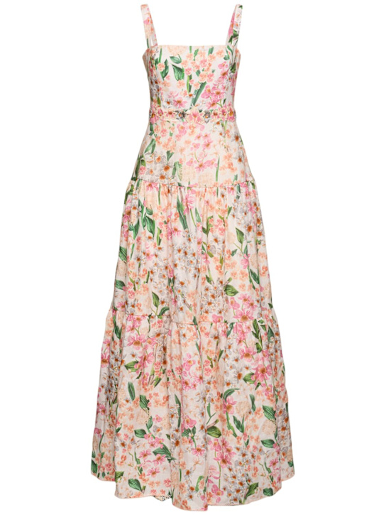 Agua By Agua Bendita: Lima floral print linen long dress - women_0 | Luisa Via Roma
