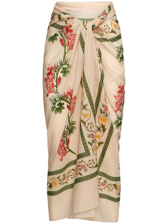 Agua By Agua Bendita: Lavanda printed cotton & silk sarong - women_0 | Luisa Via Roma