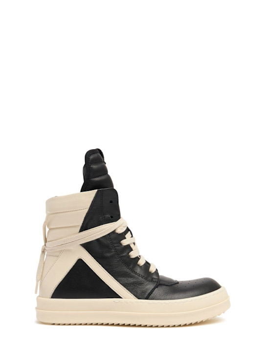 Rick Owens: Geobasket leather high top sneakers - kids-boys_0 | Luisa Via Roma
