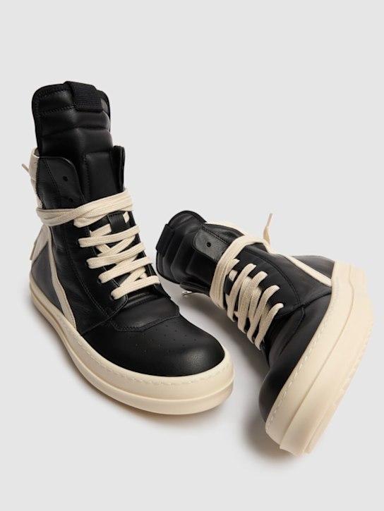 Rick Owens: Geobasket leather high top sneakers - kids-boys_1 | Luisa Via Roma
