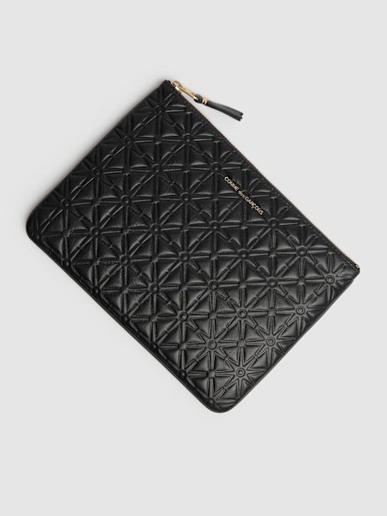 Comme des Garçons Wallet: Classic embossed leather wallet - Black - women_1 | Luisa Via Roma