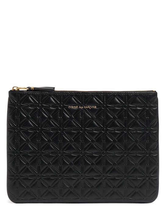 Comme des Garçons Wallet: Classic embossed leather wallet - Black - women_0 | Luisa Via Roma