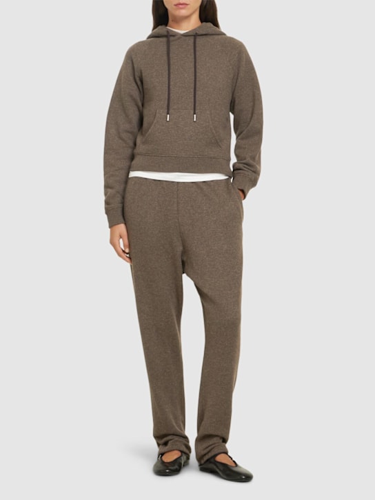 The Row: Timmi  soft cashmere blend hoodie - Heather Brown - women_1 | Luisa Via Roma