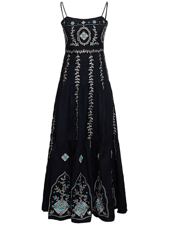 Agua By Agua Bendita: Lima embroidered linen long dress - women_0 | Luisa Via Roma