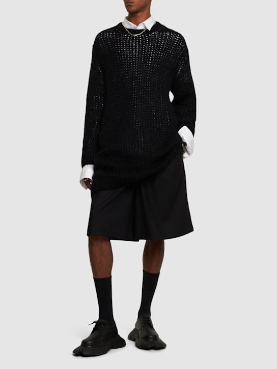 Comme des Garçons Homme Plus: Mohair blend knit sweater - Black - men_1 | Luisa Via Roma