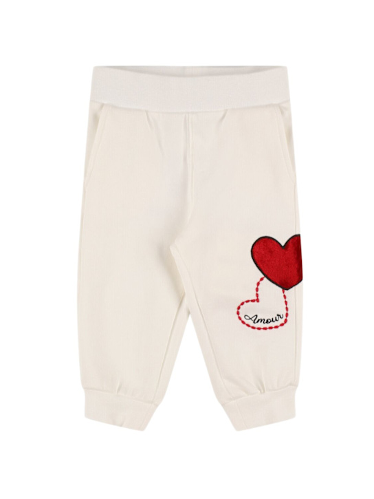 Monnalisa: Printed cotton blend sweatpants - White - kids-girls_0 | Luisa Via Roma