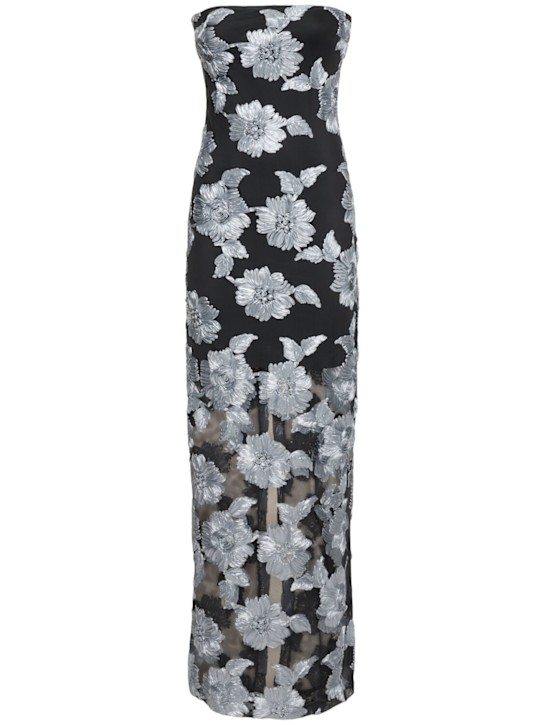 Rotate: Flower print mesh long dress - Grey/Black - women_0 | Luisa Via Roma