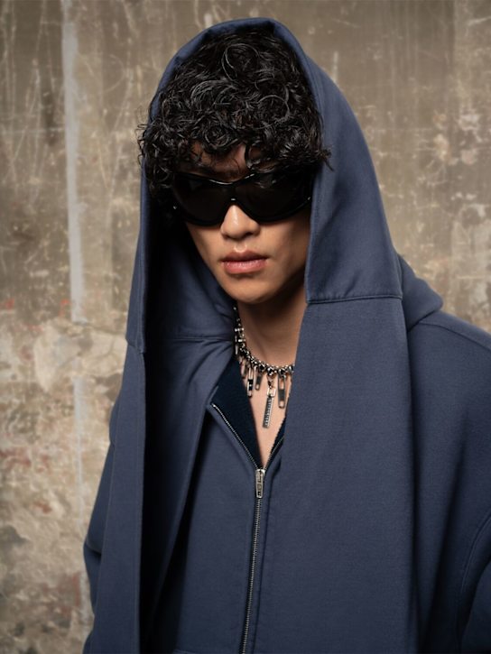 Balenciaga: Zip-up brass & zamak choker - Silver - men_2 | Luisa Via Roma