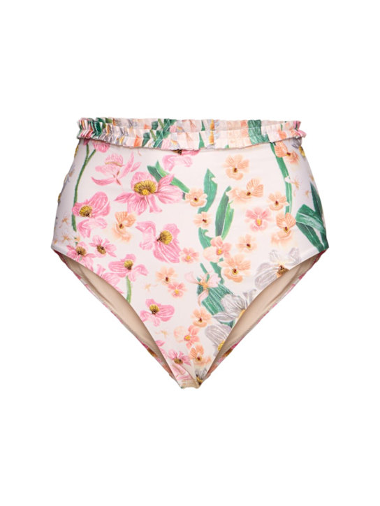 Agua By Agua Bendita: Nopal floral print lycra bikini bottoms - Ivory/Multi - women_0 | Luisa Via Roma