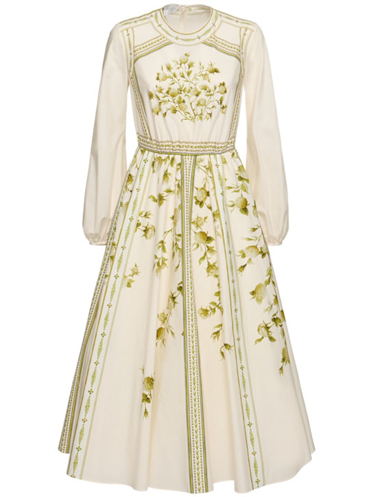 Giambattista Valli: Printed poplin long sleeve midi dress - women_0 | Luisa Via Roma