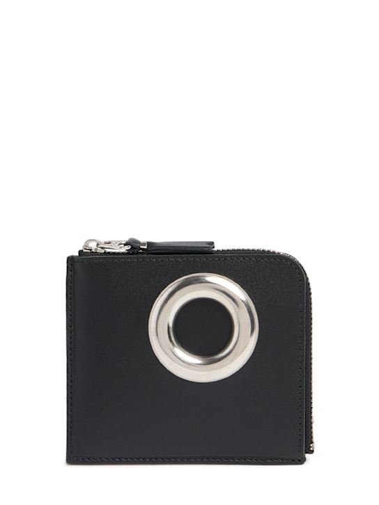 Comme des Garçons Wallet: Eyelet leather zip wallet - Black - women_0 | Luisa Via Roma