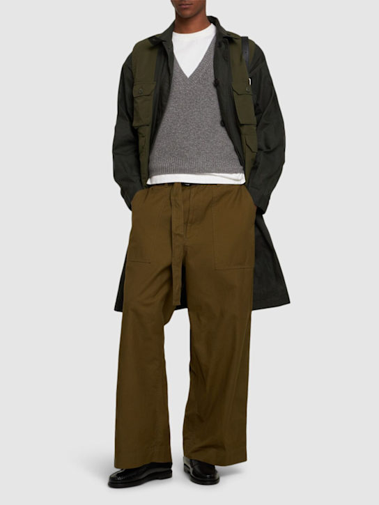 Comme des Garçons Homme: Garment dyed cotton oxford pants - men_1 | Luisa Via Roma