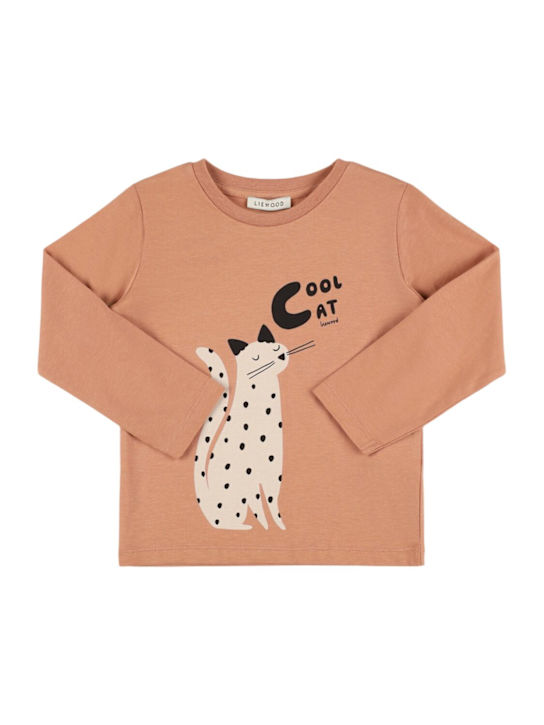 Liewood: Printed organic cotton t-shirt - Pink - kids-girls_0 | Luisa Via Roma
