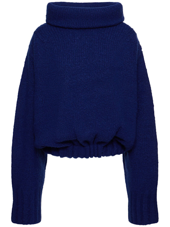 Dries Van Noten: Oversize-Pullover aus Wollmischgewebe „Terrell“ - Blau - women_0 | Luisa Via Roma